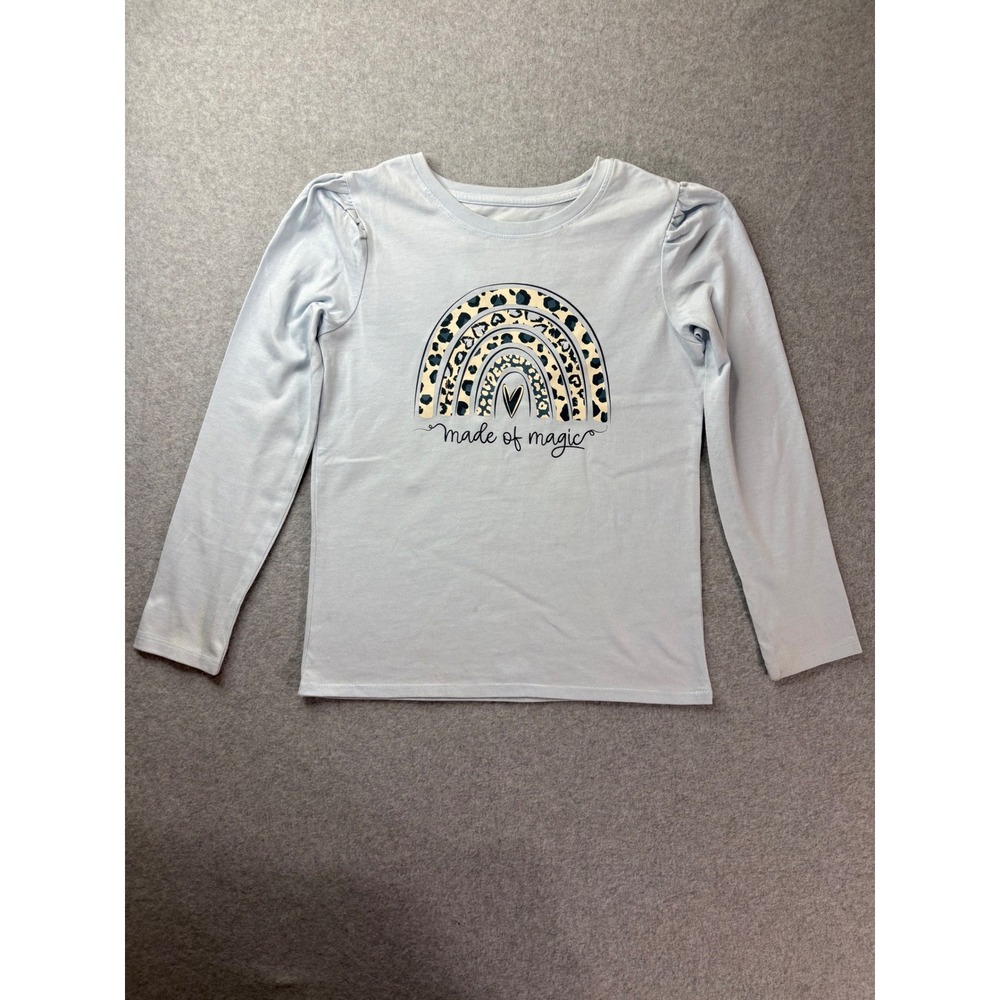 Members Mark‎ Girls Blue Leopard Rainbow Made of Magic Long Sleeve Tee / M 7/8